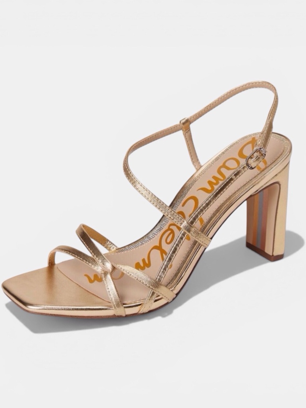 Sam Edelman Women’s Emmie Block Heel Strappy Sandals Gold Sizes-7,7.5,9 NIB - Picture 5 of 12